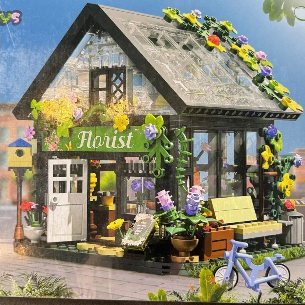 Flower House Florist Shop Building Block Set Light Up 625 Pieces ages 6+ NEW